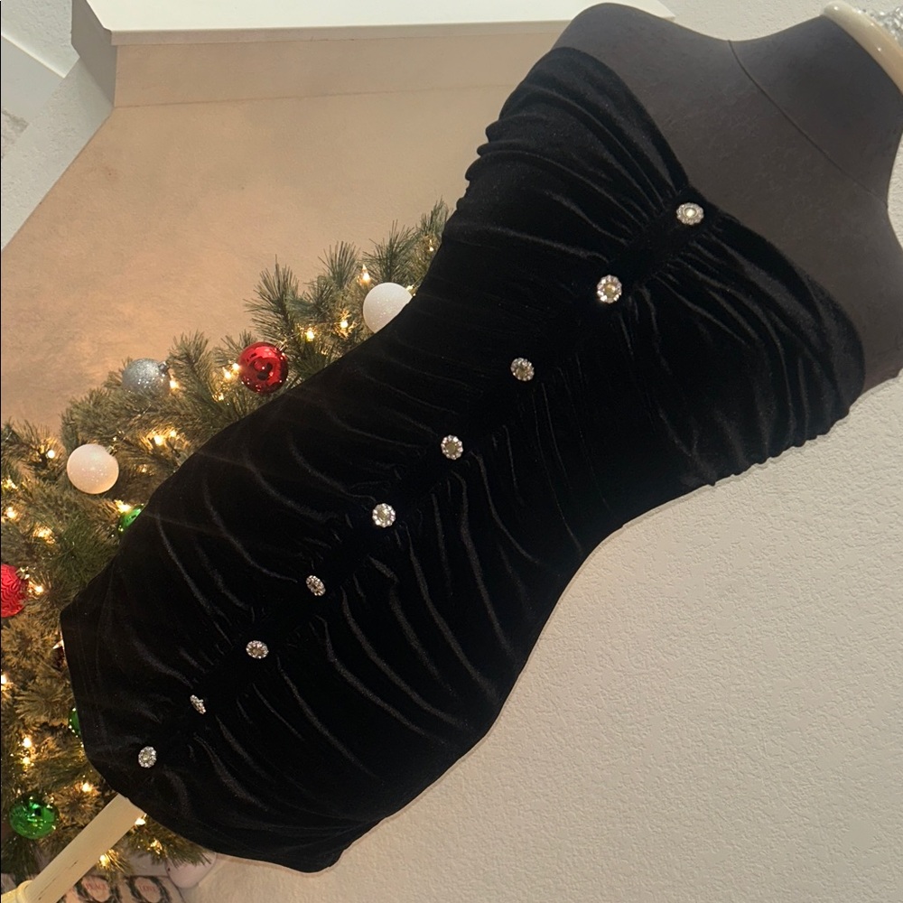 Forever 21 Black Strapless Dress with Silver Diamond Accents